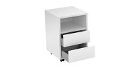 Caisson blanc à roulettes MELTO – 2 tiroirs et 1 niche – Rangement compact et mobile