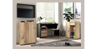 Caisson chêne à roulettes MELTO – 2 tiroirs et 1 niche – Rangement bois clair pratique