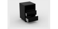 Caisson noir à roulettes MELTO – 2 tiroirs et 1 niche – Rangement compact au look moderne