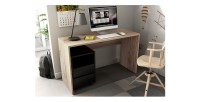Caisson noir à roulettes MELTO – 2 tiroirs et 1 niche – Rangement compact au look moderne