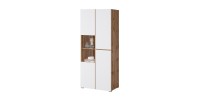 Vitrine HAVANA – Élégance épurée en chêne clair et blanc mat - Sans LED