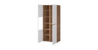 Vitrine HAVANA – Élégance épurée en chêne clair et blanc mat - Sans LED