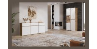 Vitrine HAVANA – Élégance épurée en chêne clair et blanc mat - Sans LED