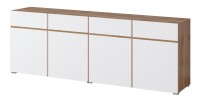 Buffet XL HAVANA – 225 cm – 4 portes et 4 tiroirs – Chêne et blanc – Design moderne sans poignées