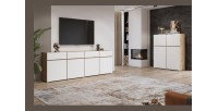 Buffet XL HAVANA – 225 cm – 4 portes et 4 tiroirs – Chêne et blanc – Design moderne sans poignées