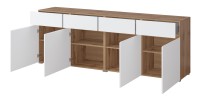 Buffet XL HAVANA – 225 cm – 4 portes et 4 tiroirs – Chêne et blanc – Design moderne sans poignées
