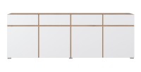 Buffet XL HAVANA – 225 cm – 4 portes et 4 tiroirs – Chêne et blanc – Design moderne sans poignées