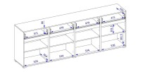 Buffet XL HAVANA – 225 cm – 4 portes et 4 tiroirs – Chêne et blanc – Design moderne sans poignées