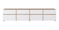 Meuble TV XL HAVANA – 225 cm – 4 portes abattantes et 4 tiroirs – Chêne et blanc – Design moderne