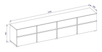 Meuble TV XL HAVANA – 225 cm – 4 portes abattantes et 4 tiroirs – Chêne et blanc – Design moderne