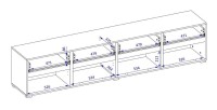Meuble TV XL HAVANA – 225 cm – 4 portes abattantes et 4 tiroirs – Chêne et blanc – Design moderne