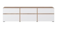Meuble TV HAVANA – 180 cm – 3 portes abattantes et 3 tiroirs – Chêne et blanc – Design contemporain
