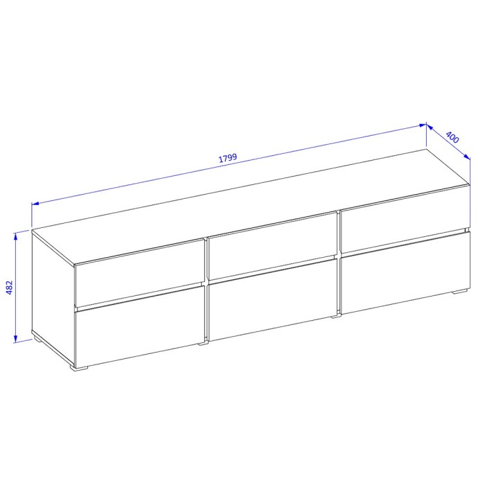 Meubel TV HAVANA – 180 cm – 3 klapdeuren en 3 laden – Eiken en wit – Hedendaags ontwerp