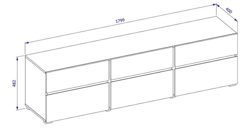 Meuble TV HAVANA – 180 cm – 3 portes abattantes et 3 tiroirs – Chêne et blanc – Design contemporain