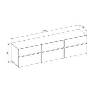 Meuble TV HAVANA – 180 cm – 3 portes abattantes et 3 tiroirs – Chêne et blanc – Design contemporain