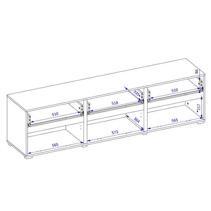 Meubel TV HAVANA – 180 cm – 3 klapdeuren en 3 laden – Eiken en wit – Hedendaags ontwerp