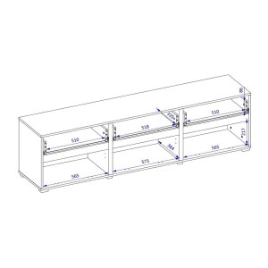 Meuble TV HAVANA – 180 cm – 3 portes abattantes et 3 tiroirs – Chêne et blanc – Design contemporain