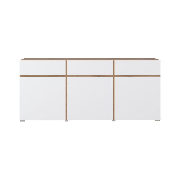 Buffet HAVANA – 180 cm – 3 ante a battente e 3 cassetti – Rovere e bianco – Design contemporaneo