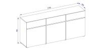 Buffet HAVANA – 180 cm – 3 portes battantes et 3 tiroirs – Chêne et blanc – Design contemporain
