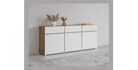 Buffet HAVANA – 180 cm – 3 portes battantes et 3 tiroirs – Chêne et blanc – Design contemporain