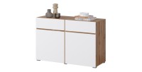 Buffet HAVANA – 120 cm – 2 portes battantes et 2 tiroirs – Chêne et blanc – Design moderne