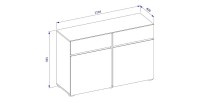 Buffet HAVANA – 120 cm – 2 portes battantes et 2 tiroirs – Chêne et blanc – Design moderne
