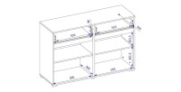 Buffet HAVANA – 120 cm – 2 portes battantes et 2 tiroirs – Chêne et blanc – Design moderne