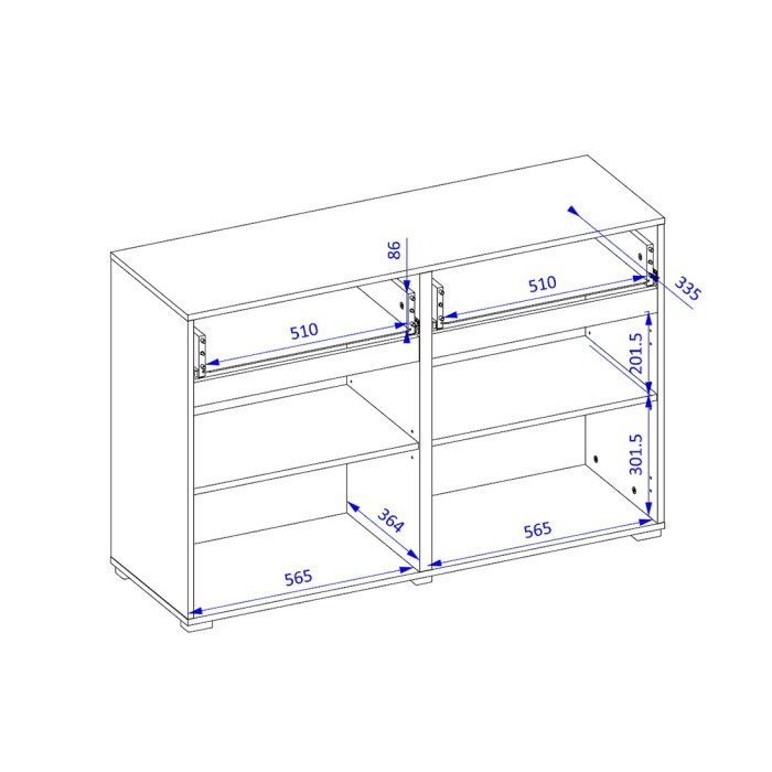 Buffet HAVANA – 120 cm – 2 ante a battente e 2 cassetti – Rovere e bianco – Design moderno