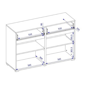 Buffet HAVANA – 120 cm – 2 portes battantes et 2 tiroirs – Chêne et blanc – Design moderne