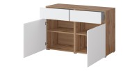 Buffet HAVANA – 120 cm – 2 portes battantes et 2 tiroirs – Chêne et blanc – Design moderne