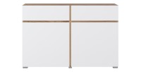 Buffet HAVANA – 120 cm – 2 portes battantes et 2 tiroirs – Chêne et blanc – Design moderne