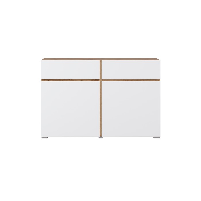 Buffet HAVANA – 120 cm – 2 ante a battente e 2 cassetti – Rovere e bianco – Design moderno