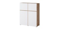 Buffet haut HAVANA – 119,4 cm – 4 portes battantes – Chêne et blanc – Design minimaliste et moderne