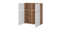 Buffet haut HAVANA – 120cm – 4 portes battantes – Chêne et blanc – Design minimaliste et moderne