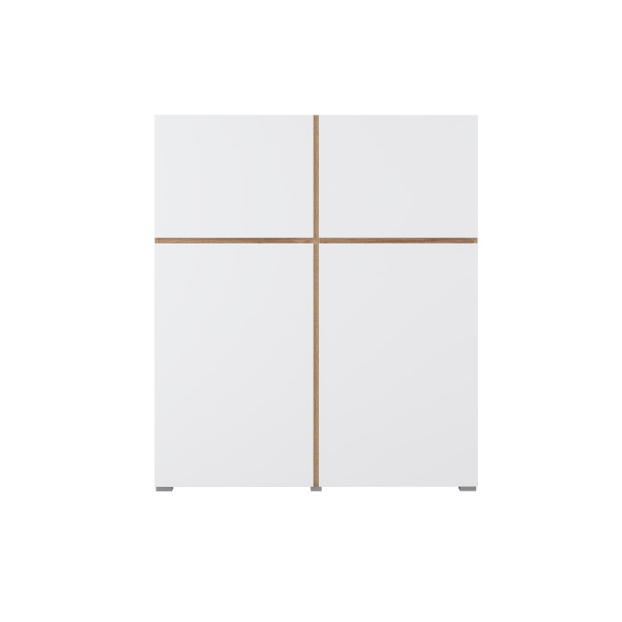 Hoher Buffetschrank HAVANA – 120cm – 4 Drehtüren – Eiche und Weiß – Minimalistisches und modernes Design