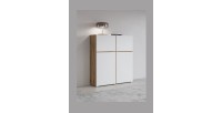 Buffet haut HAVANA – 120cm – 4 portes battantes – Chêne et blanc – Design minimaliste et moderne