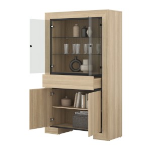 Große Vitrinenkollektion COPA – 4 Türen und 1 Schublade – Elegante Eiche – Ohne LED-Beleuchtung