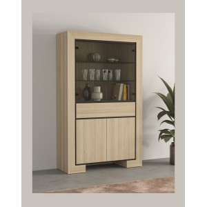 Große Vitrinenkollektion COPA – 4 Türen und 1 Schublade – Elegante Eiche – Ohne LED-Beleuchtung