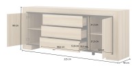 Buffet collection COPA – 2 portes et 3 tiroirs – 225x90x48 cm – Chêne élégant – Design scandinave