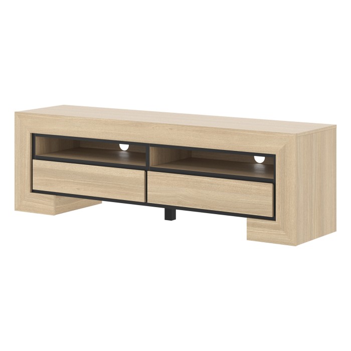 Meuble TV collection COPA – 160x50,5x41 cm – 2 tiroirs et 2 niches – Chêne élégant – Design scandinave