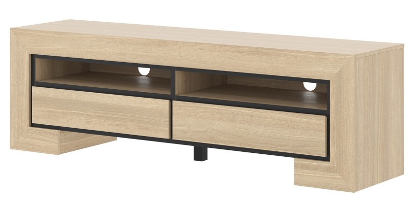 Meuble TV collection COPA – 160x50,5x41 cm – 2 tiroirs et 2 niches – Chêne élégant – Design scandinave