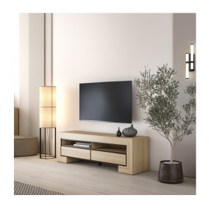 Meuble TV collection COPA – 160x50,5x41 cm – 2 tiroirs et 2 niches – Chêne élégant – Design scandinave