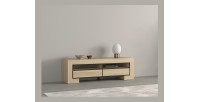 Meuble TV collection COPA – 160x50,5x41 cm – 2 tiroirs et 2 niches – Chêne élégant – Design scandinave