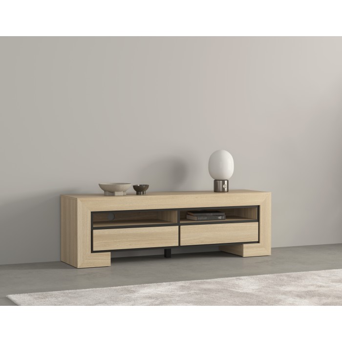 Mobile TV collezione COPA – 160x50,5x41 cm – 2 cassetti e 2 vani – Rovere elegante – Design scandinavo