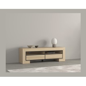 Meuble TV collection COPA – 160x50,5x41 cm – 2 tiroirs et 2 niches – Chêne élégant – Design scandinave