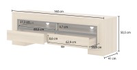 Meuble TV collection COPA – 160x50,5x41 cm – 2 tiroirs et 2 niches – Chêne élégant – Design scandinave