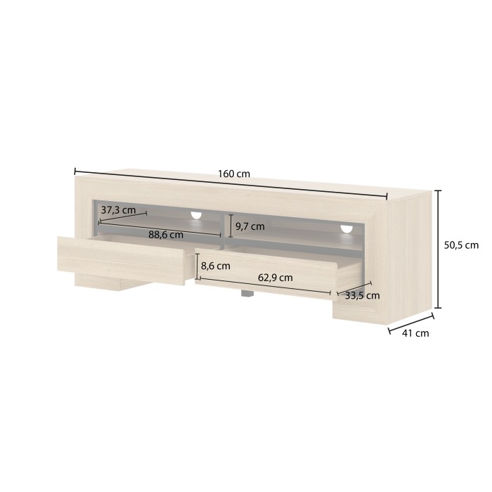 Mobile TV collezione COPA – 160x50,5x41 cm – 2 cassetti e 2 vani – Rovere elegante – Design scandinavo