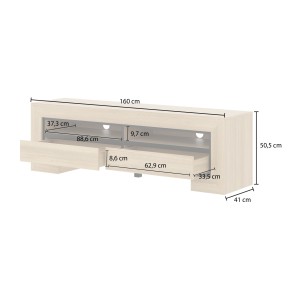 Meuble TV collection COPA – 160x50,5x41 cm – 2 tiroirs et 2 niches – Chêne élégant – Design scandinave