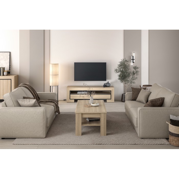 Mobile TV collezione COPA – 160x50,5x41 cm – 2 cassetti e 2 vani – Rovere elegante – Design scandinavo