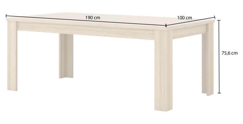 Table de salle à manger COPA – 190x76x100 cm – Chêne élégant – Design scandinave